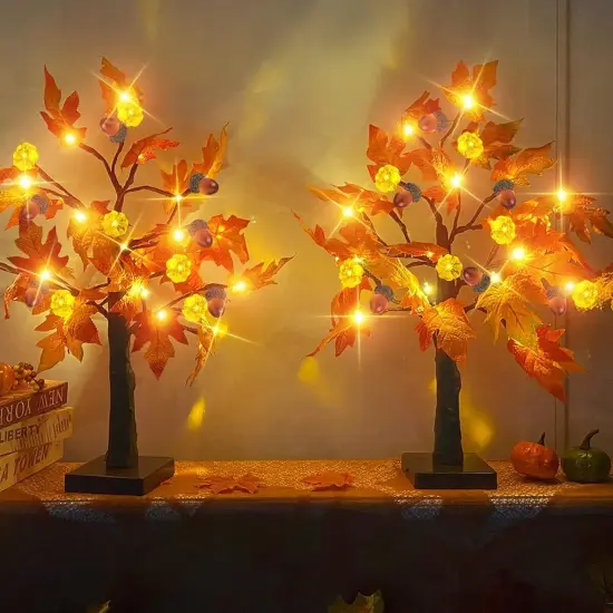 2 Pack Prelit Lighted Maple Tree Fall Decorations {2}