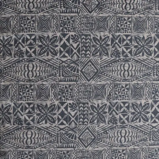 1 Yard Traditional Tongan Geometric Design Peachskin Fabric, 100% Polyester, 45 inches Width Gray {2}
