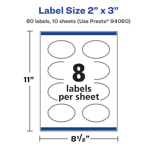 Avery Glossy White Oval Scalloped Labels with Sure Feed, 2" x 3" {5}