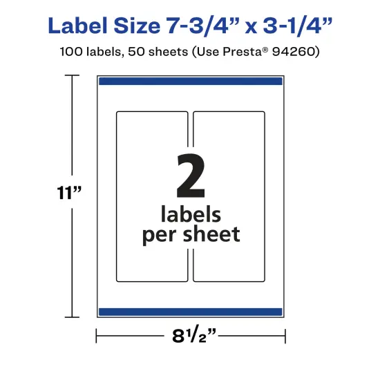 Avery Glossy Clear Rectangle Labels with Sure Feed, 7.75" x 3.25" {5}
