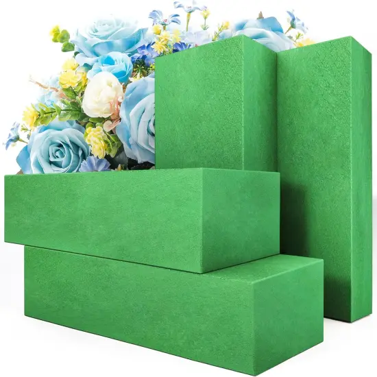 Pack of 4 Large Size Floral Foam Blocks for Fresh and Artificial Flowers (9&rdquo; L x 4&rdquo; W), Wet Florist Foam Blocks for Wedding Holiday Decorations (4 Pack) {1}