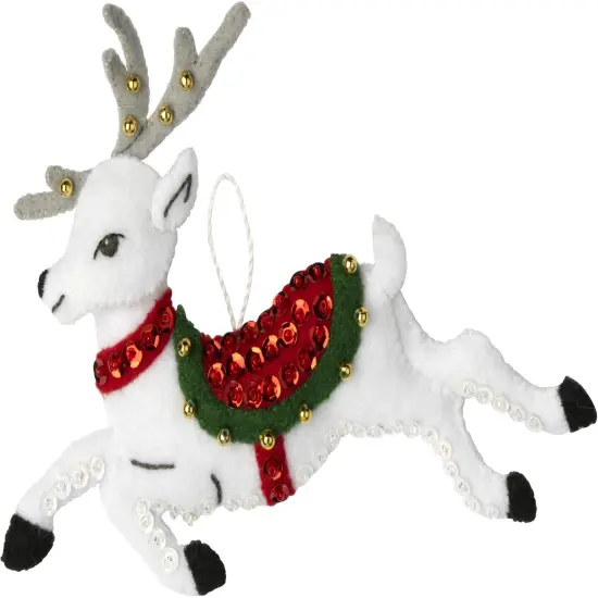 Bucilla Felt Ornaments Applique Kit Set Of 6-Festive Reindeer {4}