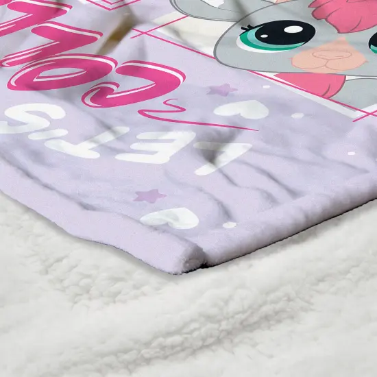 Hasbro Littlest Pet Shop Silk Touch Sherpa Throw Blanket Let's collect {5}
