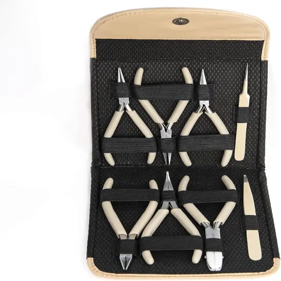 The Beadsmith Fashion Color Pliers &ndash; Slimline Color-Coordinated Tools &ndash; Matching Clutch in Beige &ndash; Jewelry Making Supply Kit to Create Necklaces, Bracelets, Earrings & More Desert beige {8}