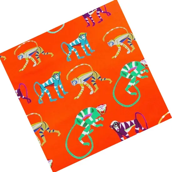 Orange Monkey Printed Spandex Fabric {4}