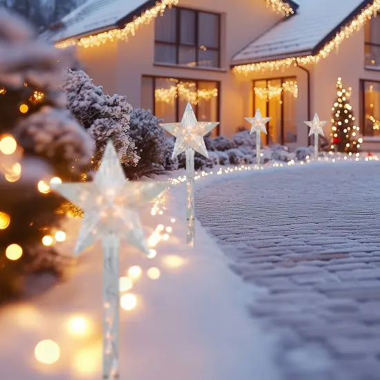 Northlight Lighted Star Christmas Outdoor Pathway Markers - 26" - Set of 4 Clear {1}
