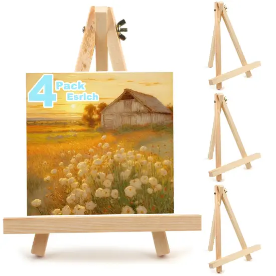 4PCS 9 Inch Wood Easels, Tripod, Painting Party Easel, Kids Student Tabletop Easels for Painting, Easel Stand for Painting Canvases, Portable Canvas Photo Picture Sign Holder. {1}