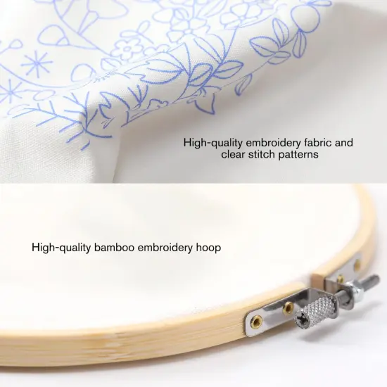 4 Sets Embroidery Kit for Beginners with Stitch Video, Flower Cross Stitch Kits for Adults, Starter, Hand Craft Lover Practice with Floral Stamped Pattern, 2 Hoops, Needles, Scissors, Tools {6}