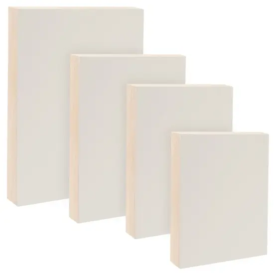 Da Vinci Pro Ultra Smooth Wood Canvas Gesso Board - 3/4" Deep, Bundle of 4 Small Rectangle White Acrylic Polymer Gesso Panels for Painting Fine Portraits, Ultra Fine Detail Illustrations and Artwork {1}