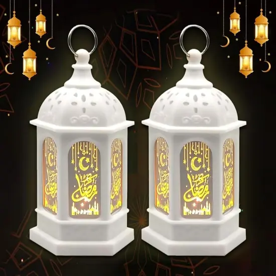 Ramadan Lantern Lights 2 Pack, Ramadan Decorations, Eid Decorations for Home, Mini Ramadan Lights, Eid Mubarak Decorations, Ramadan Eid Gifts, Ramadan Decorations for Home Party Table Windows {1}