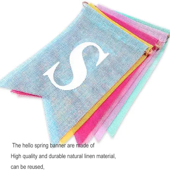 Hello Spring Banner Burlap Happy Spring Decorations Felt Easter Decor Garland Spring Themed Party Supplier for Mantle Office Classroom {3}