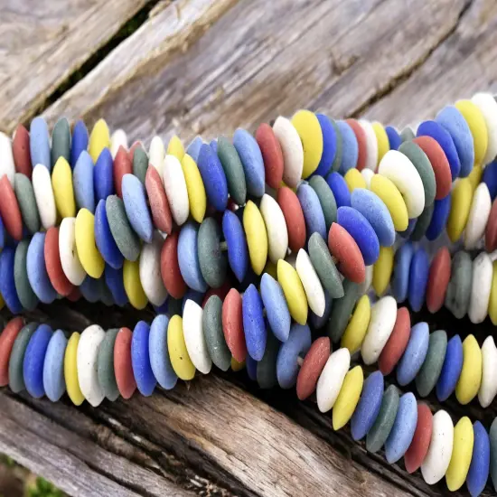 13~15mm Mutli Color Recycled African Glass Heishi Bead {4}