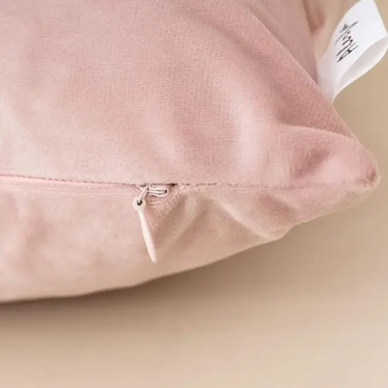 3D Flower Handmade Throw Pillow Cover Decorative Pink Velvet Pillowcase Cushion Cover with Hidden Zipper for Couch Bed Living Room Home Decor 12x20 Inches {5}