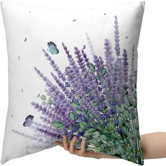Purple Lavender Pillow Covers 18x18 Set of 2 Modern Art Butterfly Throw Pillow Covers Spring Summer Farmhouse Square Pillowcases for Outdoor Sofa Garden Living Room {2}