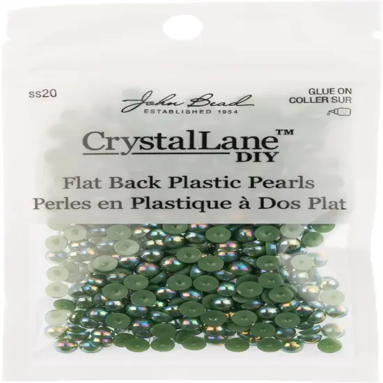 Crystal Lane DIY SS20(5mm) Plastic Pearl Flatback Rhinestones, 575pcs Dark Green AB {3}