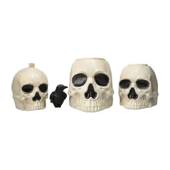 Stacked Skull Tower with Raven &ndash; 24&Prime; Halloween Decoration {3}