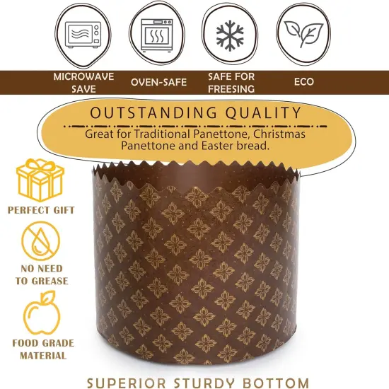 12oz Kulich Mold Paska Easter Bread Forms |12 pcs| Bread Paper Mold - Brown Non Stick Panettone Paper Baking Molds Universal {3}