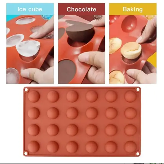 Mini 24-Cavity Semi Sphere Silicone Mold, Baking Mold for Making Chocolate, Cake, Jelly, Dome Mousse {5}