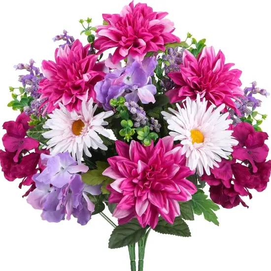 2Pcs Artificial Flowers Mix Silk Flower, Dahlia Fake Flowers for Centerpiece Table Decorations, Flower Arrangement Suitable for Home Bedroom Kitchen Bathroom Restaurant Wedding Decor {1}