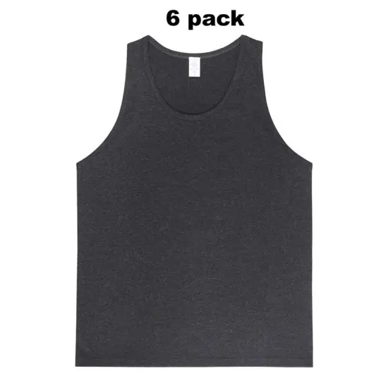 6 Pack: Men's Heavy Cotton Tank Top {1}