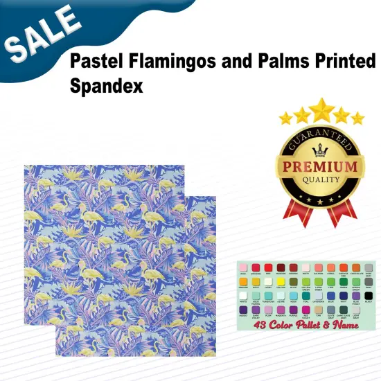 Pastel Flamingos and Palms Printed Spandex {2}