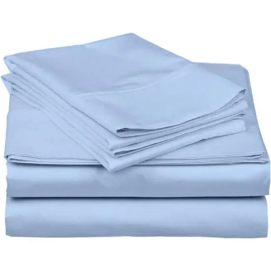 Blue 1000 Thread Count Cotton Sheet Set Sateen Weave Deep Pocket Fitted Sheets Included {1}