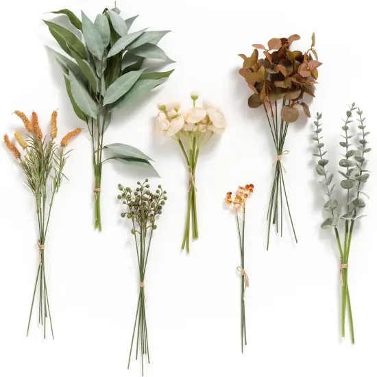 33pcs Artificial Greenery Stems - Amber & Green {1}