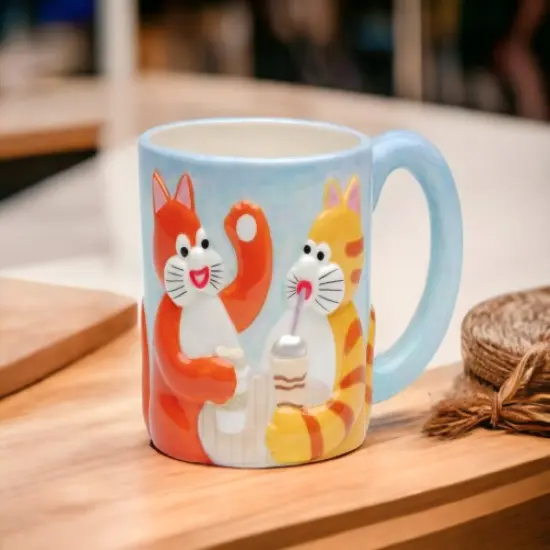 Ceramic Chatty Cats Mug, Home Decor, Gift for Cat Lover, Cat Lady, Cat Mom Gift {2}