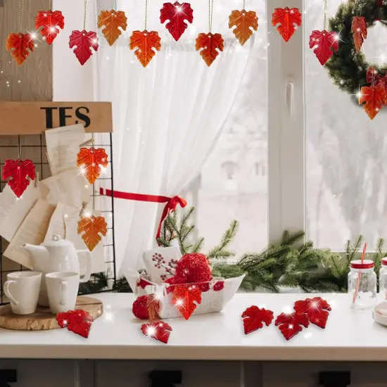 2Pcs Fall Glass Maple Leaf Ornaments {3}