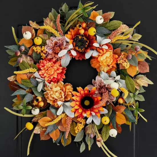 24 Inch Fall Wreath with Sunflowers {1}