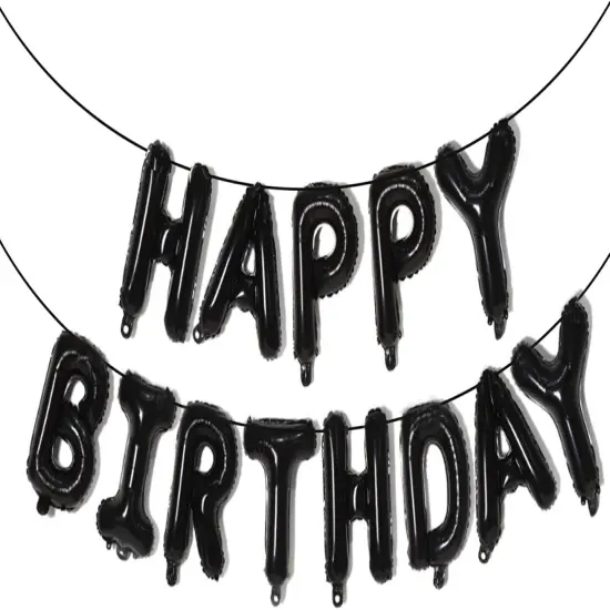 Happy Birthday Balloon Letters - Black, 16 Inch {1}