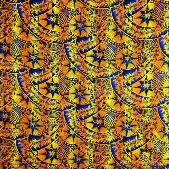 1 Yard Plumeria Star Design Rayon Fabric 36" x 44" Length x Width GOLD / NAVY {1}