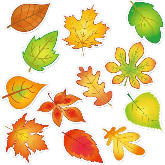 60 Pcs Fall Leaves Cutouts for Bulletin Board - {1}