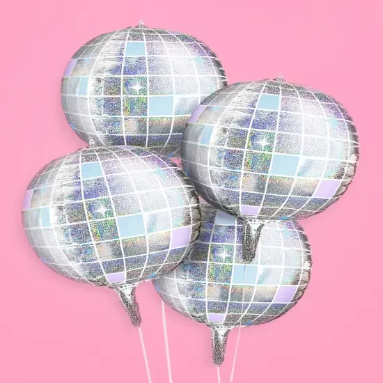 Iridescent Disco Ball Foil Balloons - 4 {3}