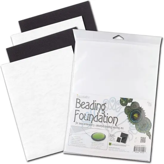 The Beadsmith Beading Foundation &ndash; 8.5 x 11 inches &ndash; 4 sheets of Assorted Black & White Fabric &ndash; Made in the USA &ndash; Stiff & durable material used for bead & stitch embroidery, cabochon beading & sewing {1}