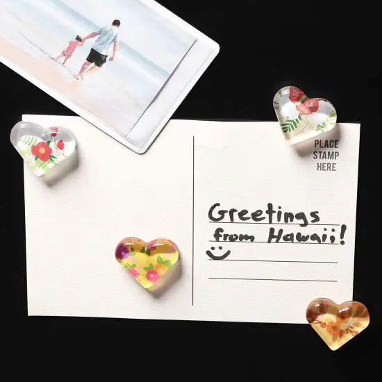 Floral Heart Shaped Glass Fridge Magnets (24 Pack) Multicolor {3}