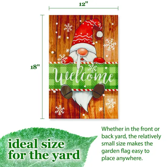 G128 Christmas Welcome Gnome Garden Flag 12x18 In Double Sided Christmas Yard Garden Lawn Decoration {4}