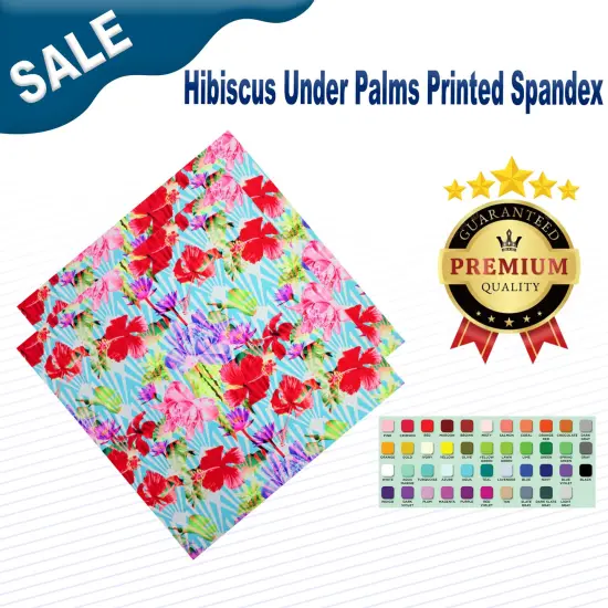 Hibiscus Under Palms Printed Spandex {2}