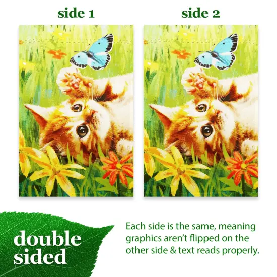 G128 Kitten Butterfly Flowers Garden Flag 12x18 In Double Sided Spring Yard Garden Lawn Decoration {3}