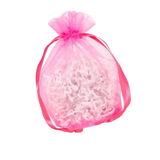Wide Round Flat Bottom Organza Bags 6 1/2 '' X 4 '' X 7 '' for Jewelry Hot Pink {5}
