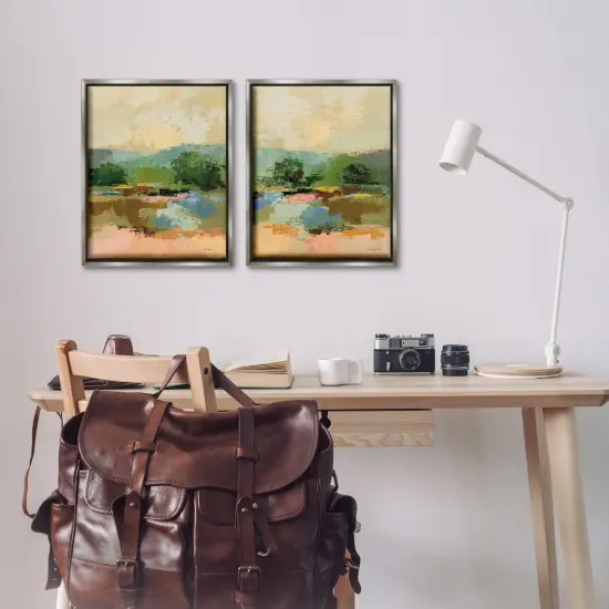 Stupell Industries Across the River Landscape 2 pc Framed Floater Canvas Wall Art Set Design by Silvia Vassileva {2}