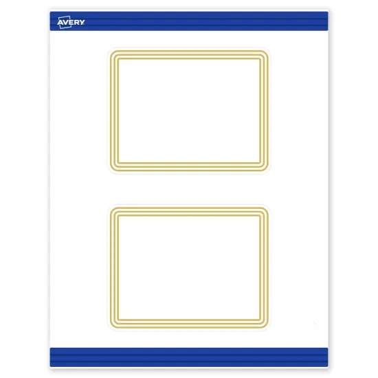 Avery Printable Rectangle Postcards with Rounded Corners, Gold Multi-Lined Border, 4.25" x 5.5", Matte White Rectangle Postcards with Rounded Corners, Laser/Inkjet, 20ct, Great for Postcards {1}