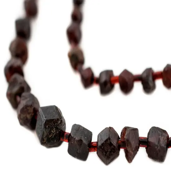 The Bead Chest Faceted Garnet Stone Chunk Beads 7mm Afghanistan Red Gemstone 16 Inch Strand {1}