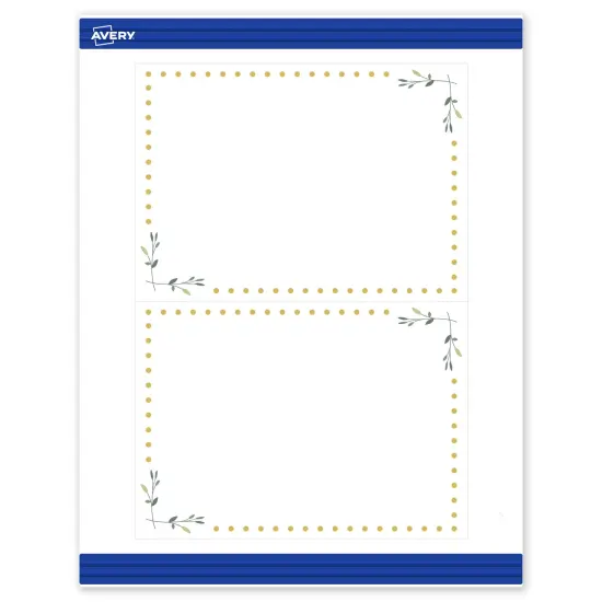 Avery Printable Rectangle Invitation Cards, Gold Dots with Green Florals, 5" x 7", Matte White Rectangle Invitation Cards, Laser/Inkjet, 20ct, Great for Invitation Cards {1}