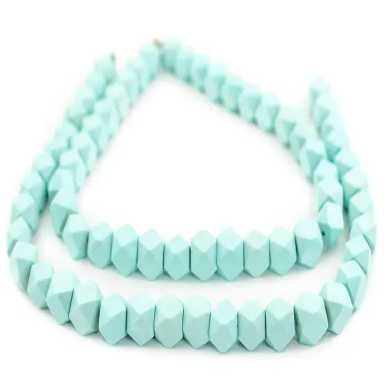 The Bead Chest Mint Green Cornerless Cube Wood Beads: 12mm Diamond Cut Natural Organic Beads for Jewelry Making {3}