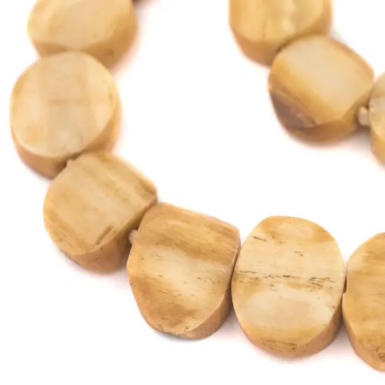 The Bead Chest Light Brown Bone Beads - Full Strand of Fair Trade African Beads (Circular, Light Brown) {1}
