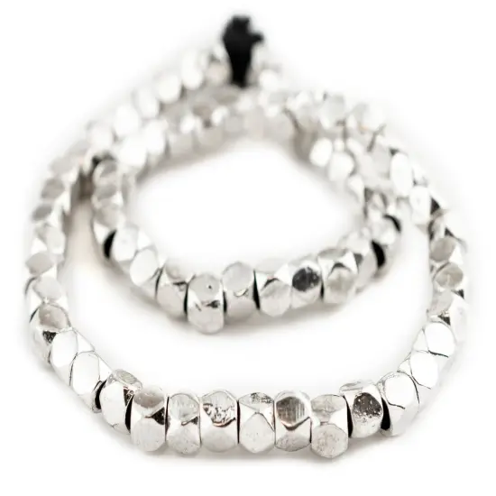 The Bead Chest Shiny Silver Diamond Cut Beads (7mm, Large Hole) {3}