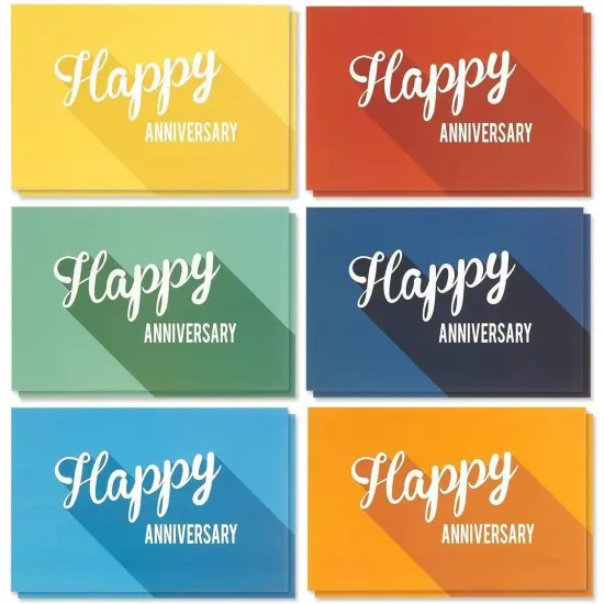 36 Pack Happy Anniversary Cards Bulk with Envelopes - Work, Wedding, Employee Appreciation Cards (Retro Design, Blank Inside, 4x6 In) Multicolor {1}