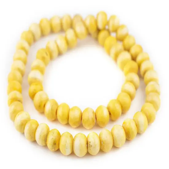 The Bead Chest Yellow Rustic Bone Beads (12mm) {3}