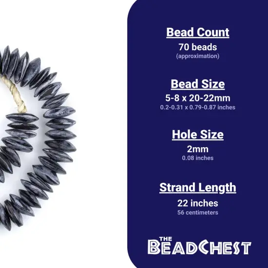 The Bead Chest Dark Grey Bone Saucer Beads 21mm Kenya African Large Hole 22 Inch Strand Handmade {4}